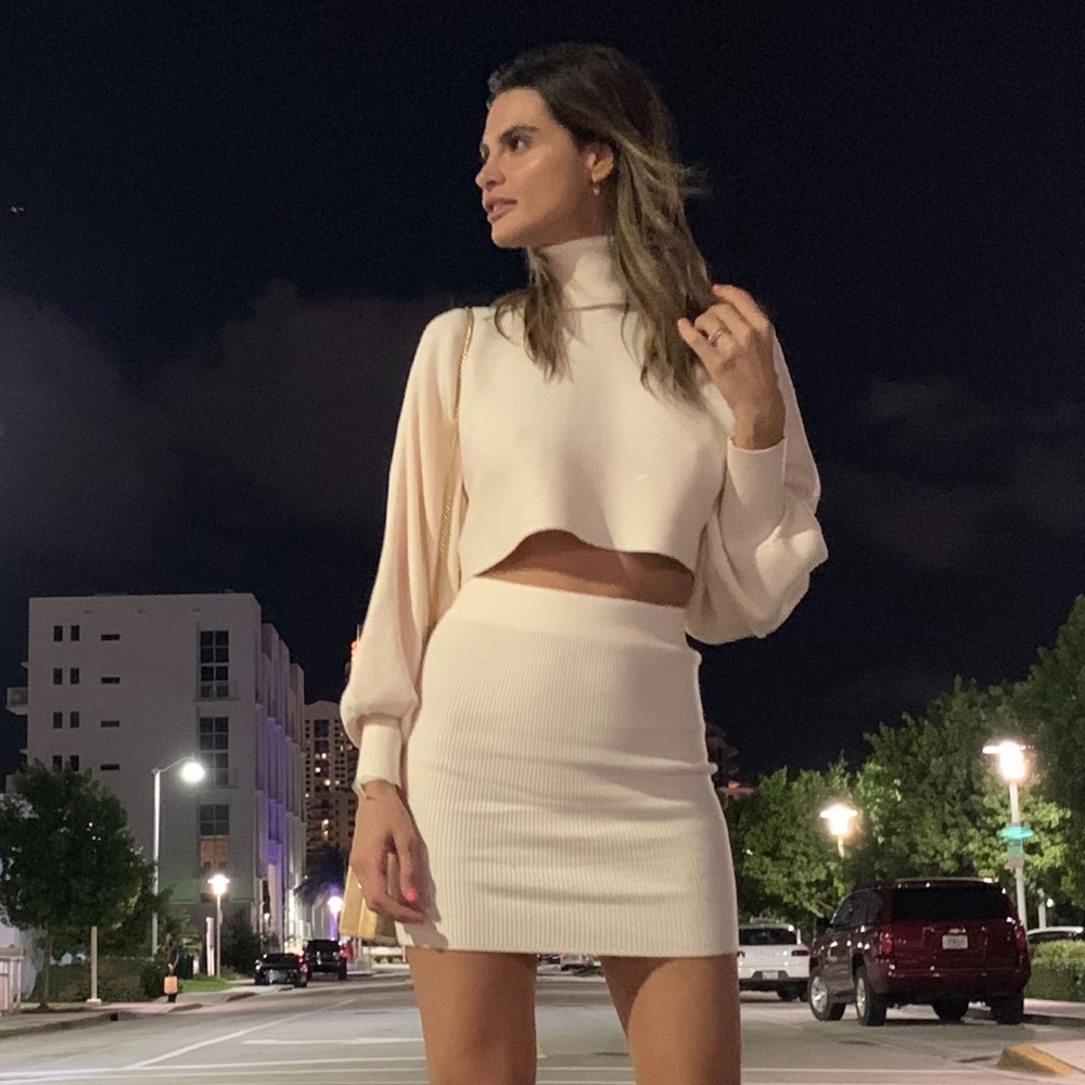 Crop Sweater and Skirt Set